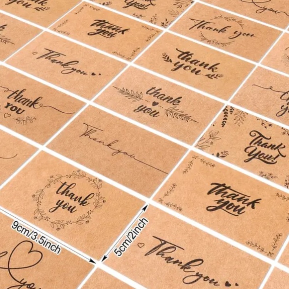 *Buy Now* Brown Thank You Cards Set Of 100 - Picture 4 of 4